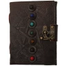 Leather Journal with Embossed Pentacle Seven Stones in a Row